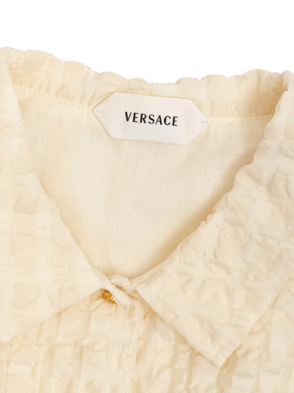 Versace Kids katoenen organza geruit cropped shirt Beige