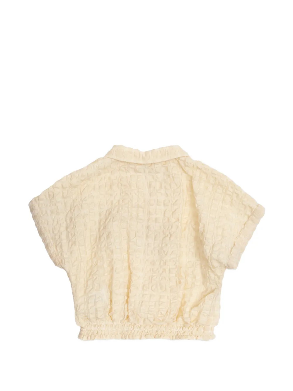 Versace Kids katoenen organza geruit cropped shirt Beige