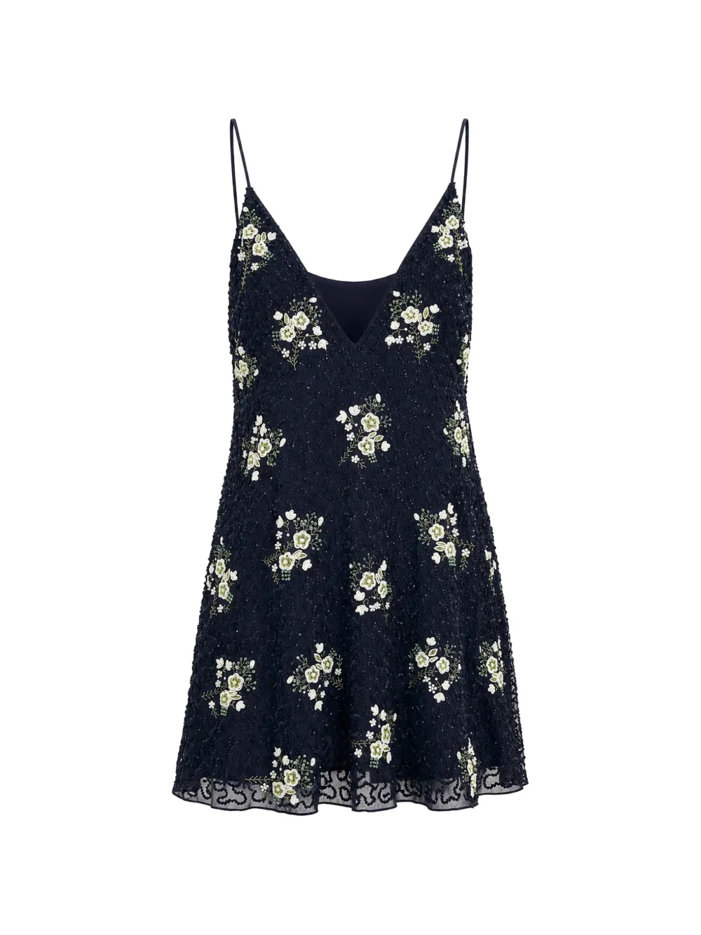 Antik Batik Bibi Floral-embroidered Sequin-embellished Mini Dress In Blue