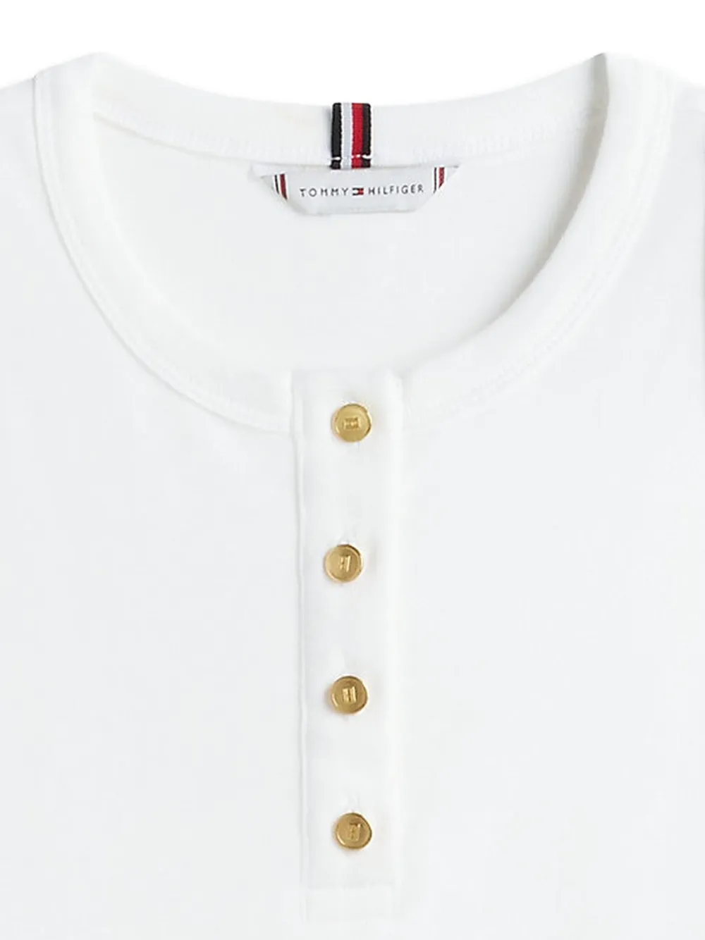 Tommy Hilfiger Geribbelde henley top Wit