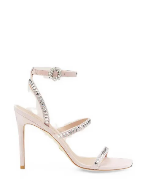 Stuart Weitzman Gemcut crystal-embellished suede heeled sandals