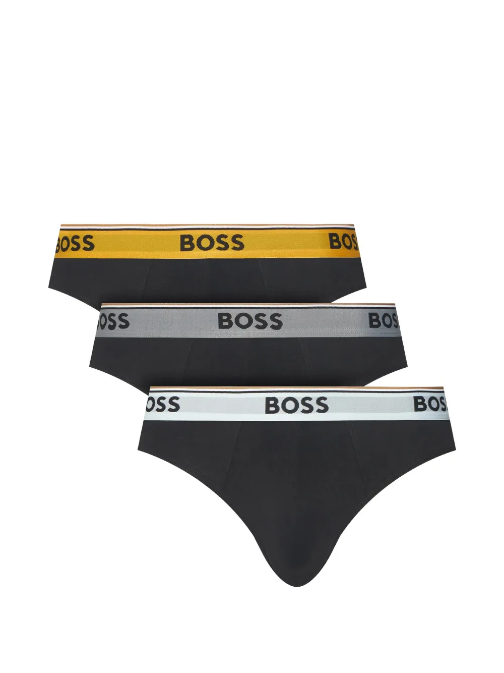 BOSS three-pack of logo-waistband briefs in stretch cotton - Nero