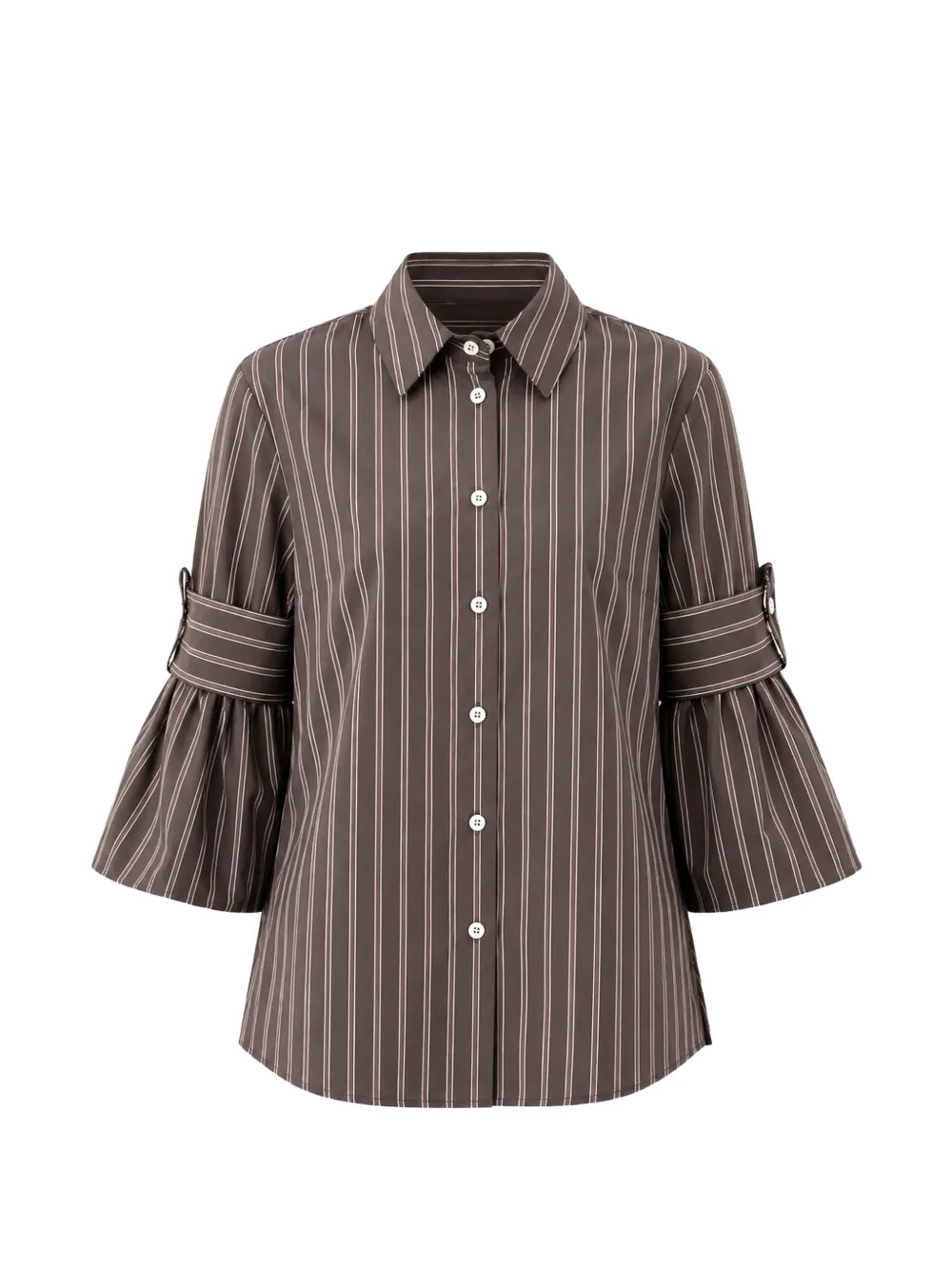 Odeeh Striped Flared-sleeve Shirt In White