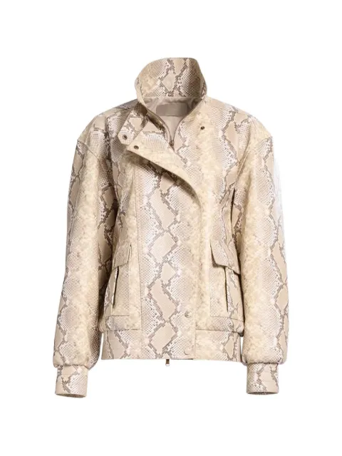 Elie Saab python-print bomber jacket