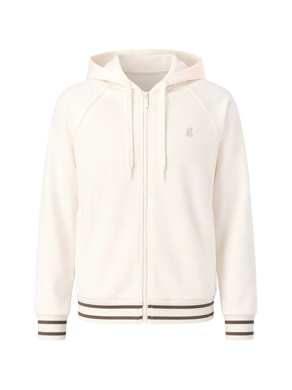 Emporio Armani striped-trim zip-up hoodie - Neutrals
