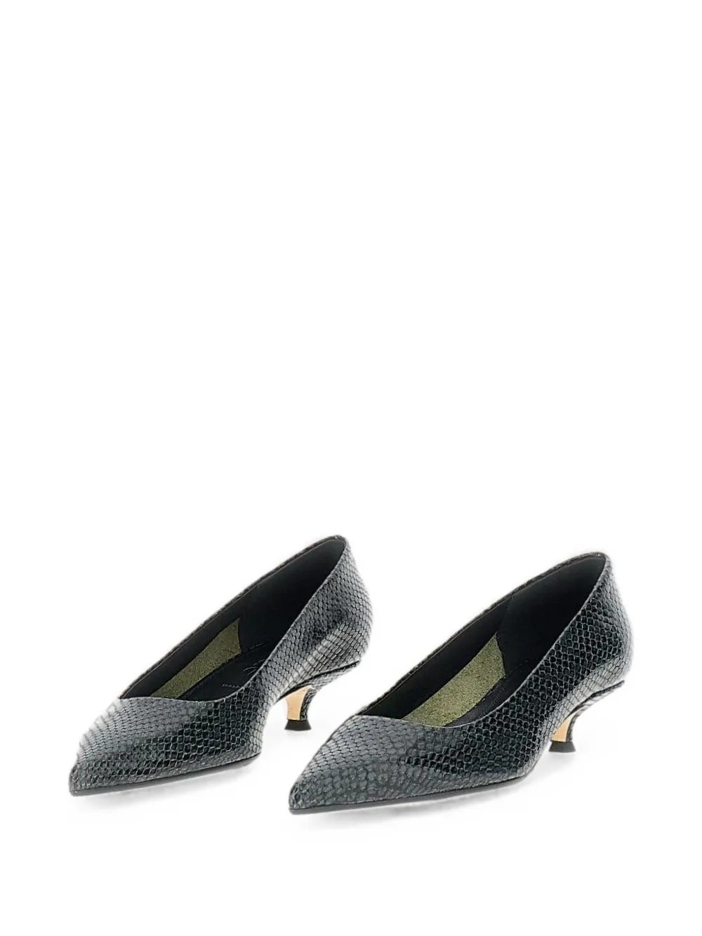 Aeyde snake-print ultra-pointed pumps Groen