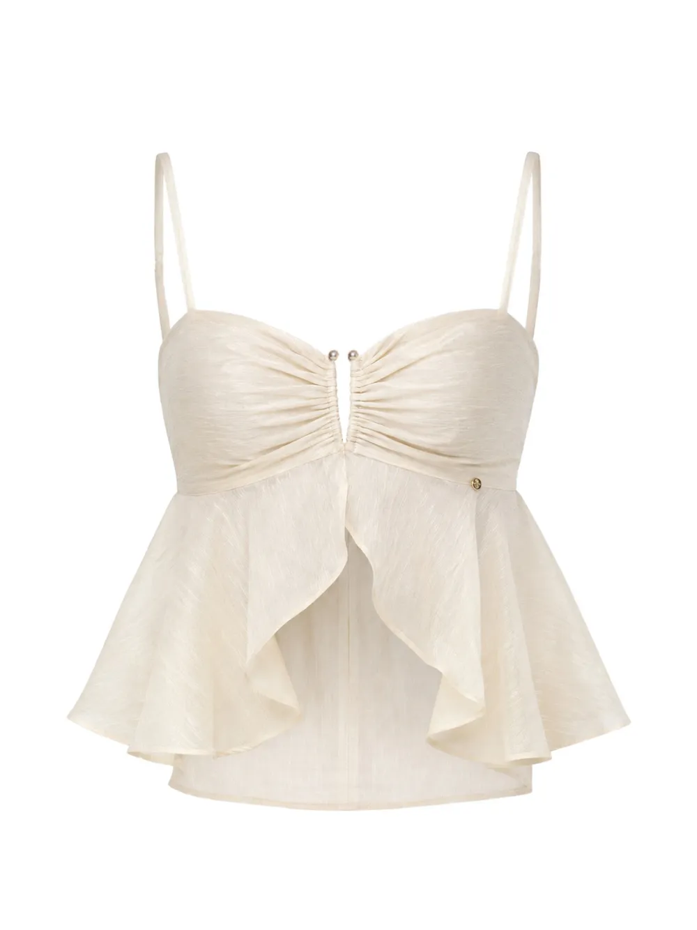 NISSA ruffled lyocell crop top - Toni neutri