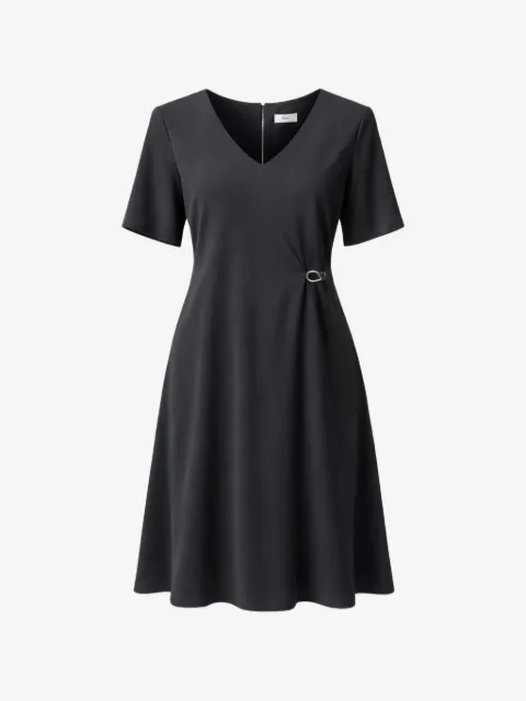 Herno buckle-detail V-neck midi dress
