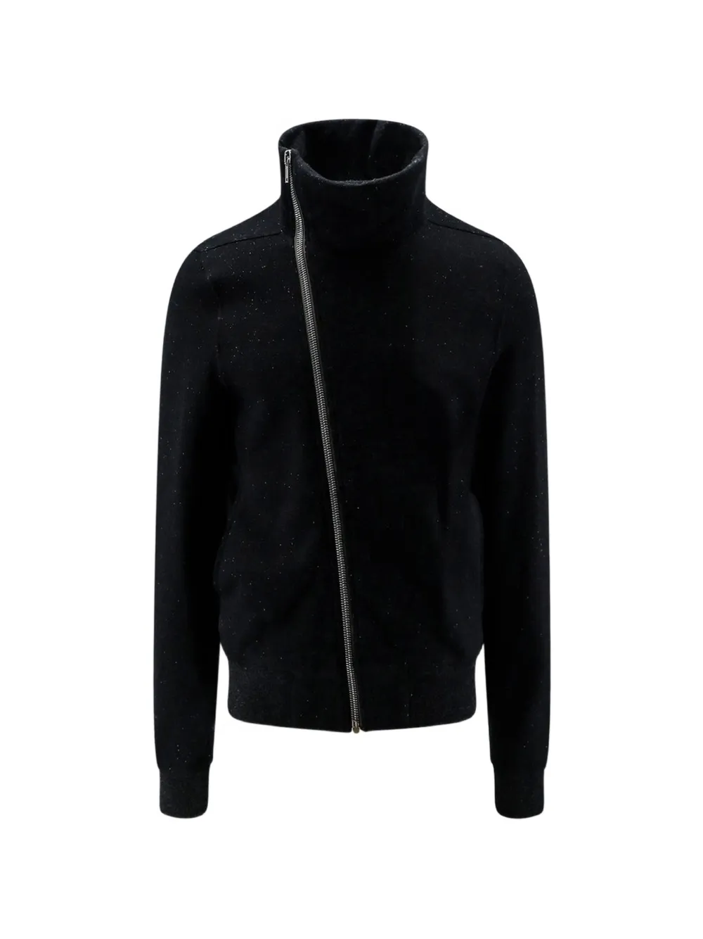 Rick Owens asymmetric-zip funnel-neck sweater - Black