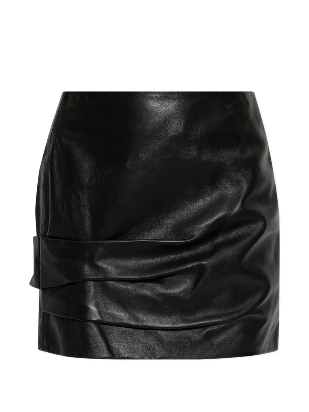 ISABEL MARANT Agnes draped leather mini skirt - Schwarz