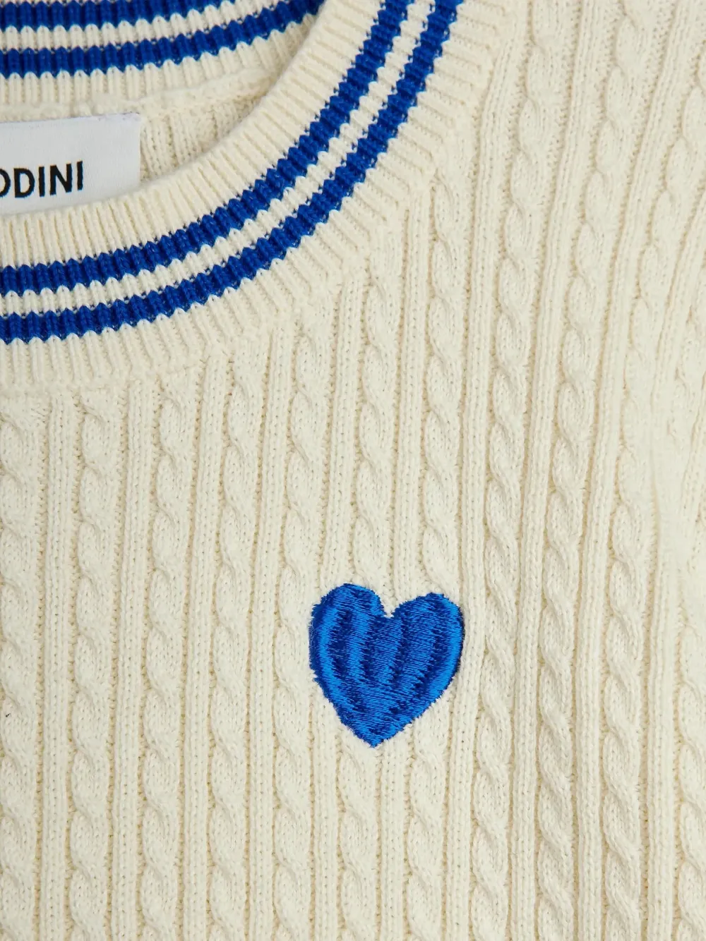 Mini Rodini Kabelgebreide trui met hartpatch Wit