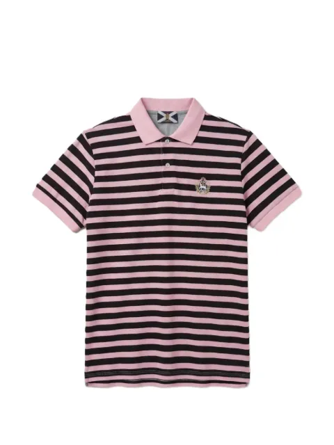 Johnny Lambs striped embroidered-crest polo shirt