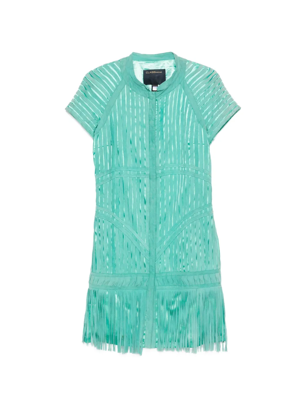 Roberto Cavalli Vintage 2000s fringed mini dress - Verde