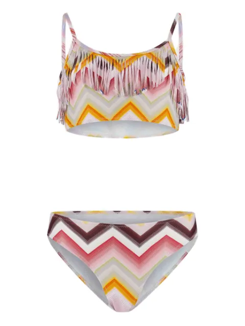 Missoni Kids zigzag-print fringed bikini