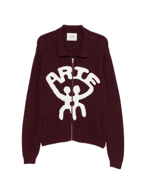 Arte Antwerp graphic-intarsia zip-up sweater