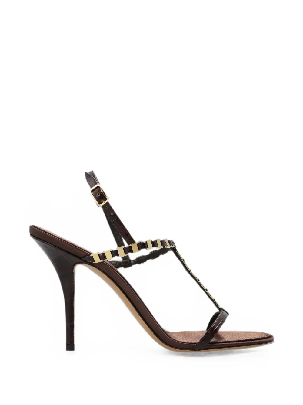Ferragamo Vara Chain T-strap Sandal In 브라운
