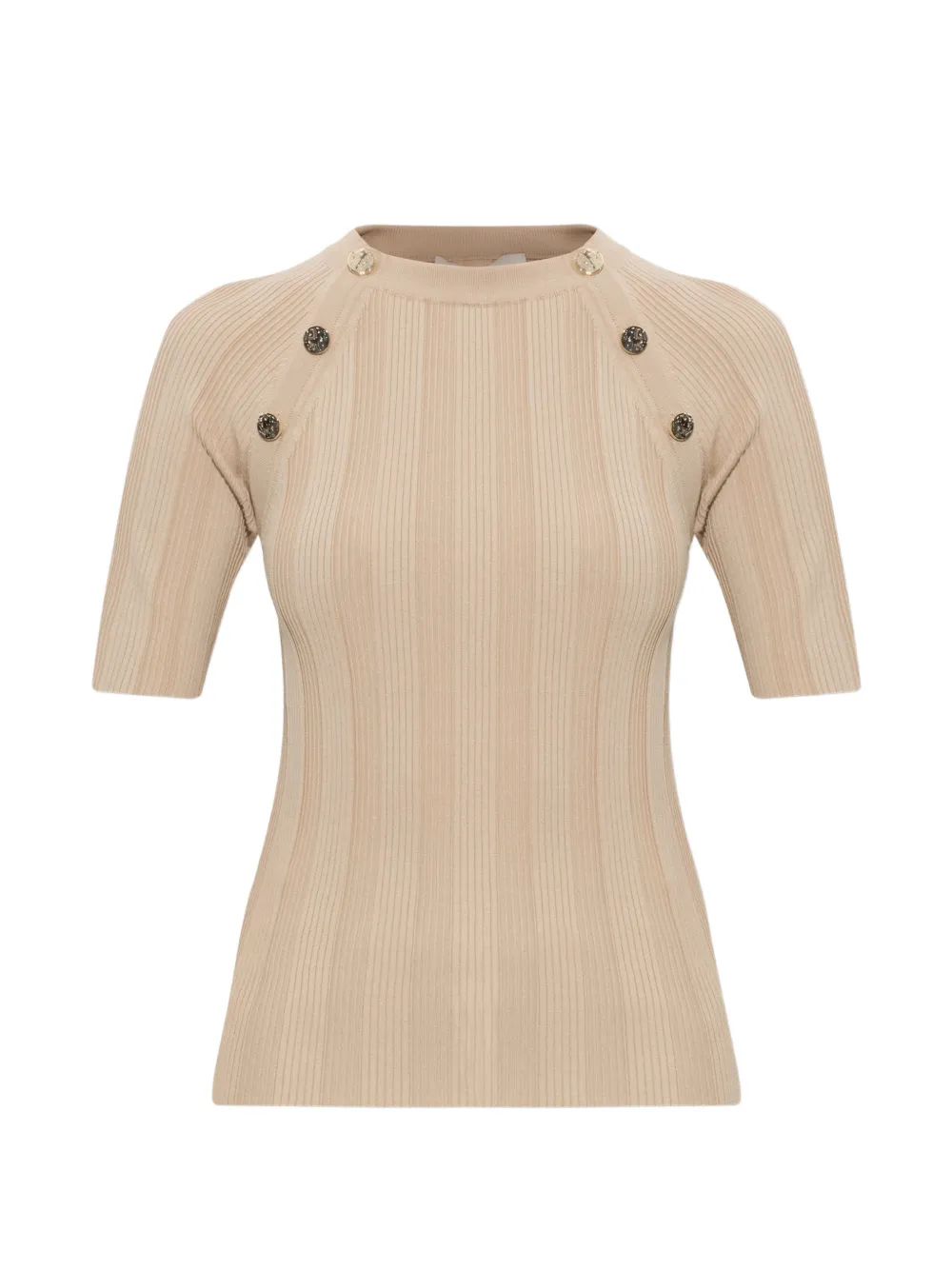 Sportmax Radura button-detail ribbed T-shirt - Toni neutri