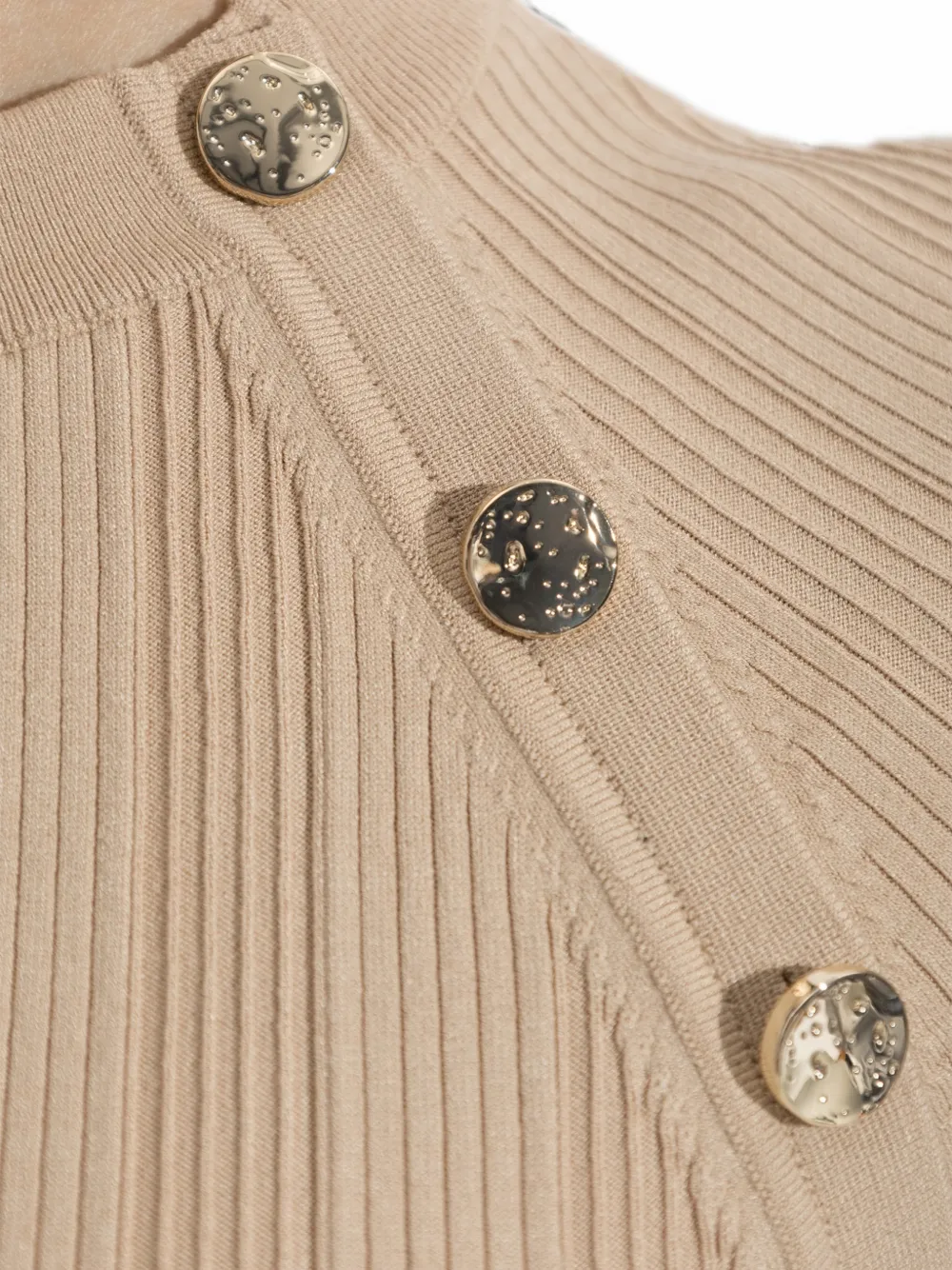 Sportmax Radura geribbeld T-shirt met knoopdetail Beige