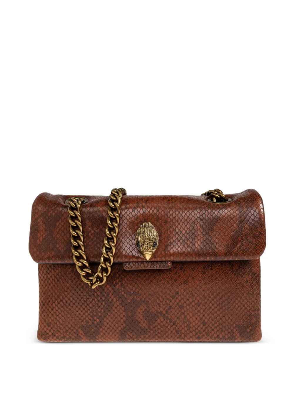 Kurt Geiger London Kensington snake-print leather shoulder bag - Braun