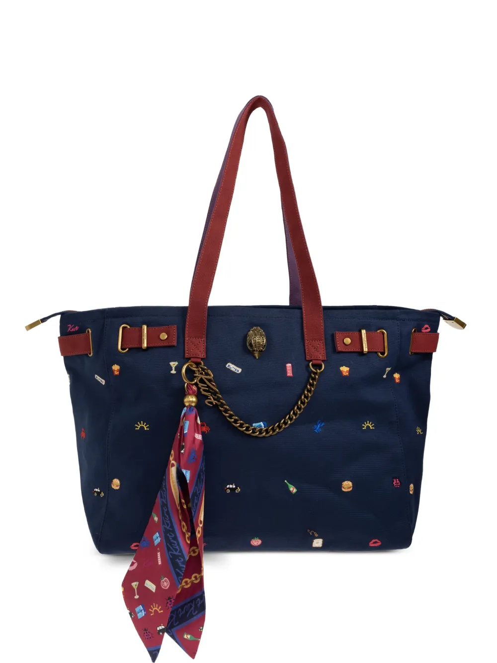 Kurt Geiger London Solane embroidered canvas tote bag - Blu