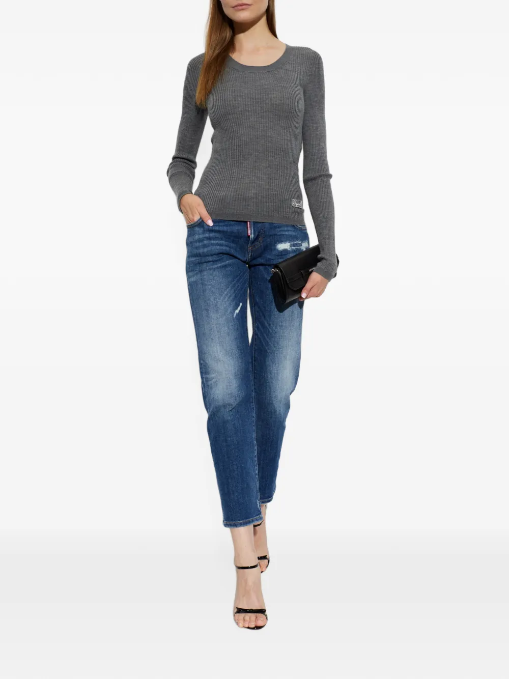 DSQUARED2 ribbed-knit wool sweater Grijs