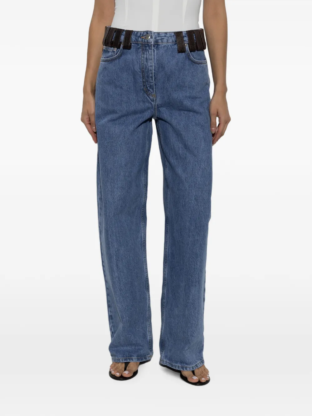 IRO Archies jeans met leren afwerking Blauw
