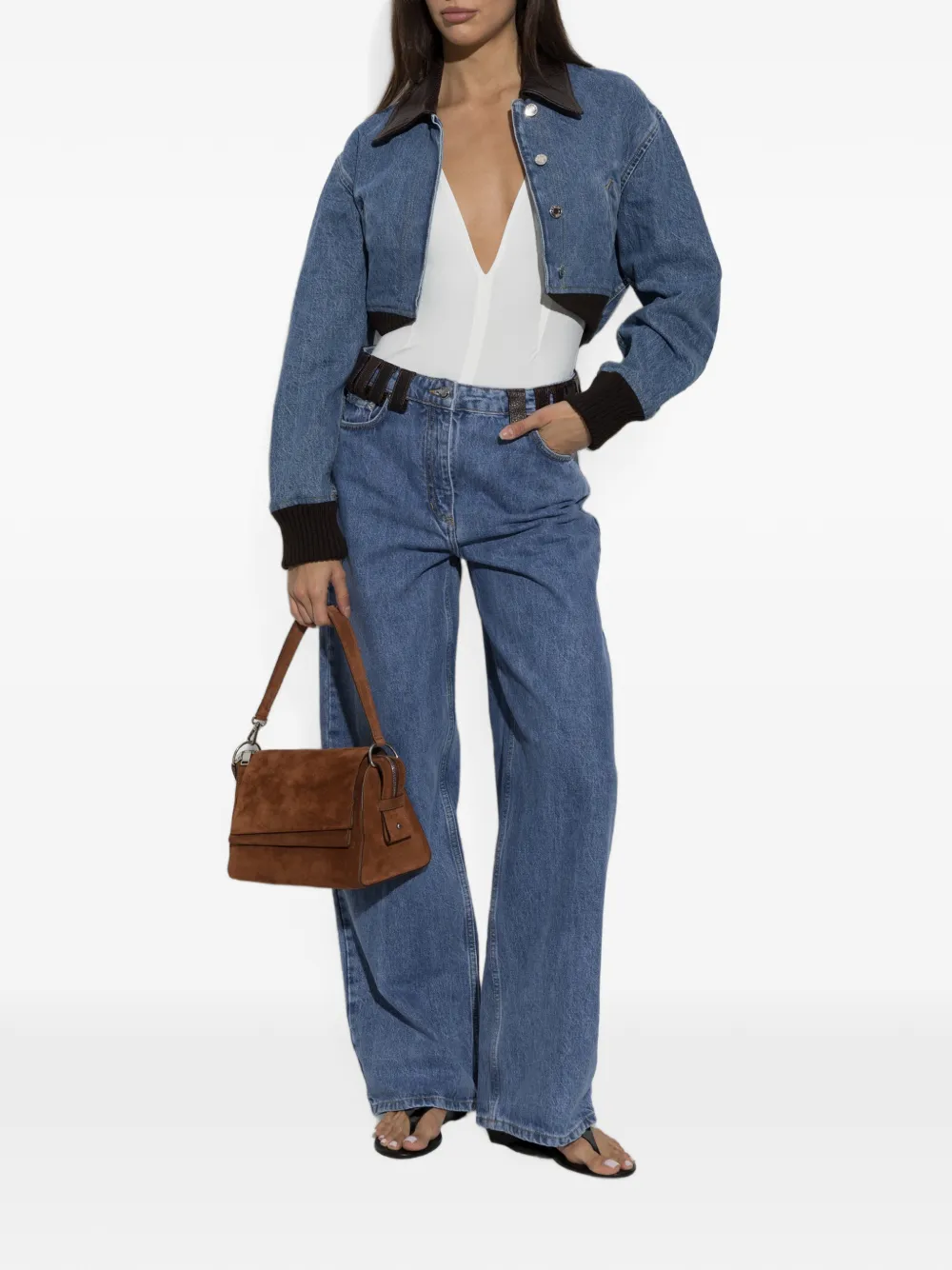 IRO Archies jeans met leren afwerking Blauw
