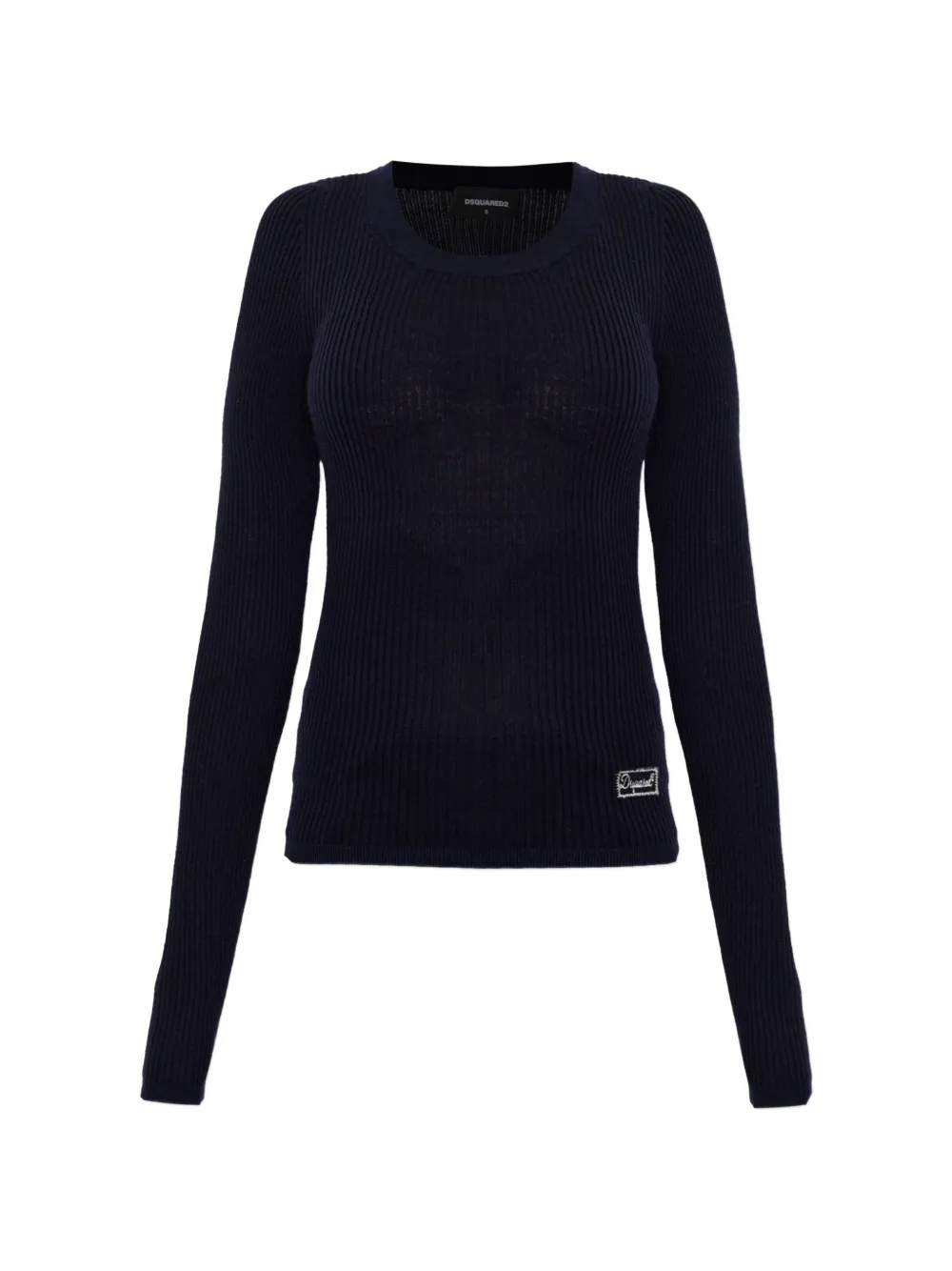 Dsquared2 Ribbed-knit Logo-patch Sweater In Blue