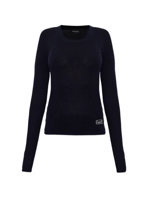 DSQUARED2 ribbed-knit logo-patch sweater