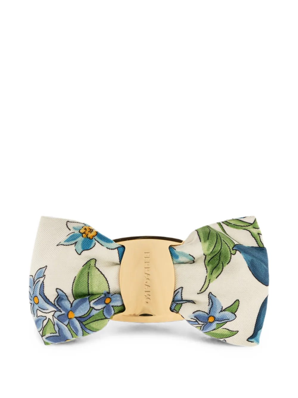 Ferragamo Spring-print Vara Bow Hair Clip In Neutral