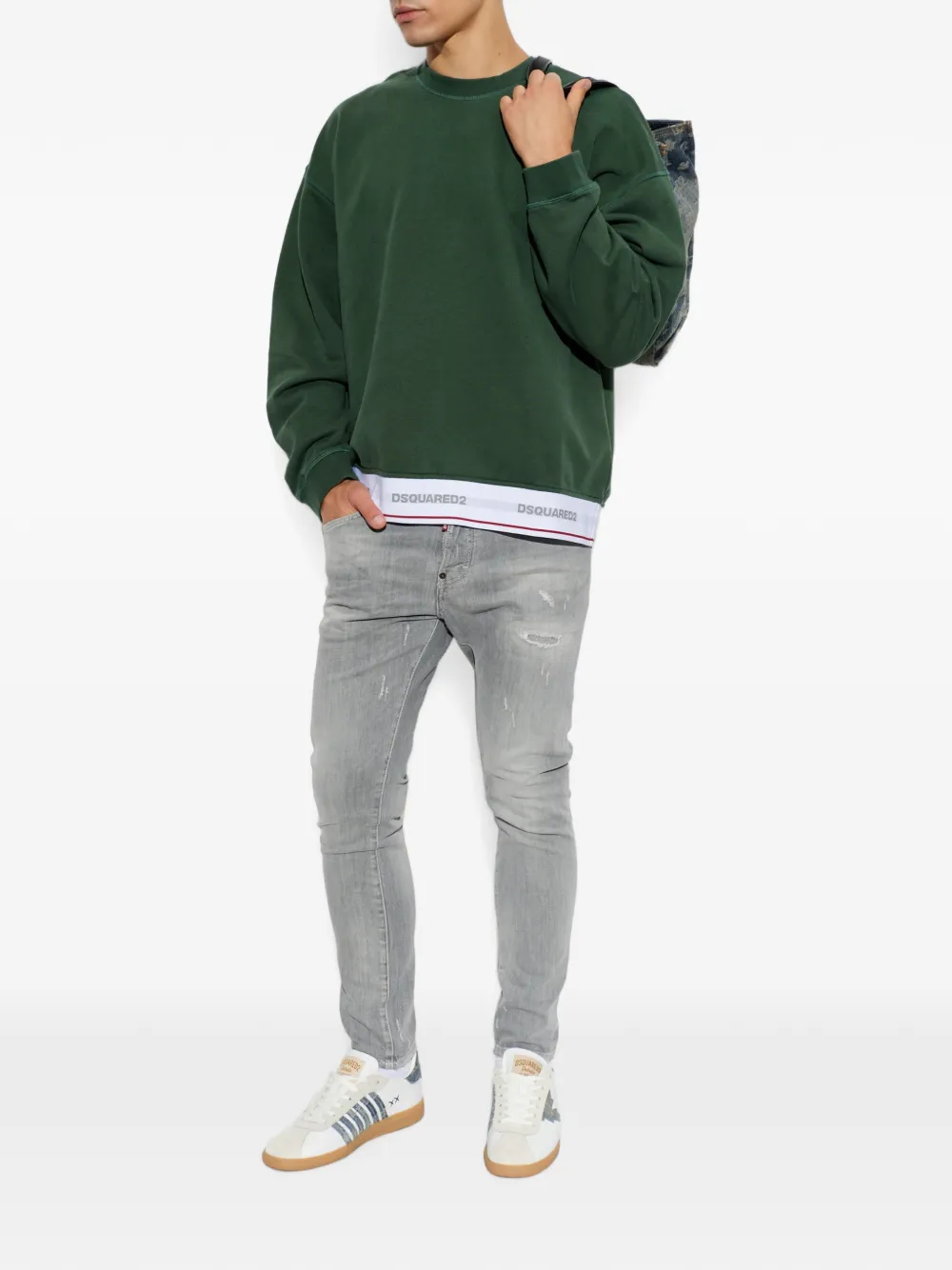 DSQUARED2 Sweater met logoband Groen