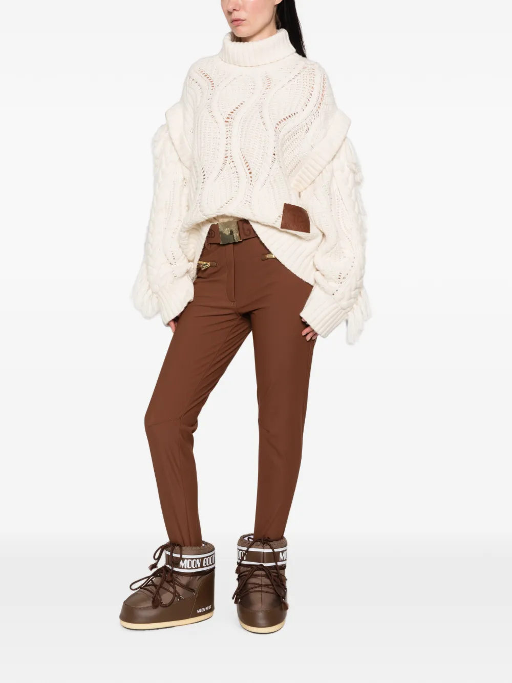 Goldbergh Brit Fringed-detail Cable-knit Sweater in Neutrals, view 2