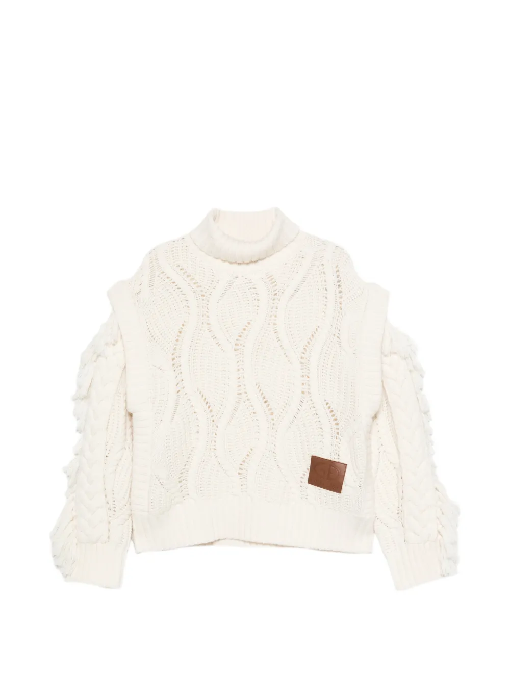 Goldbergh Brit Fringed-detail Cable-knit Sweater In White