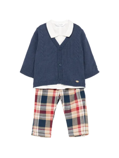 Mayoral check-pattern trouser set (set of three)