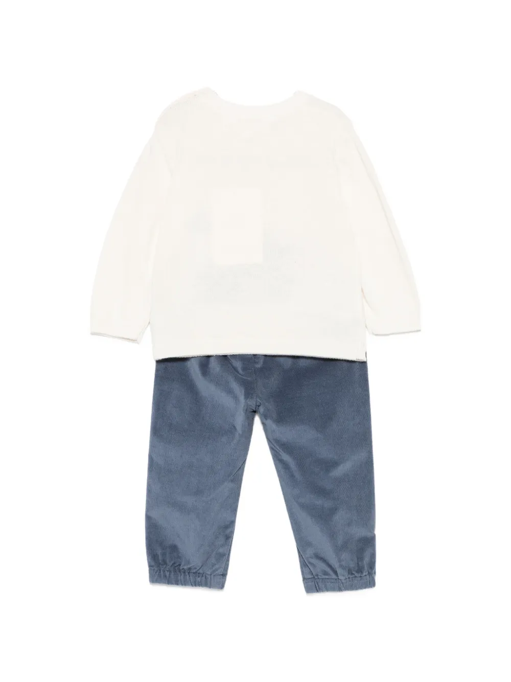 Mayoral Tweedelige ribfluwelen intarsia gebreide broek set Blauw