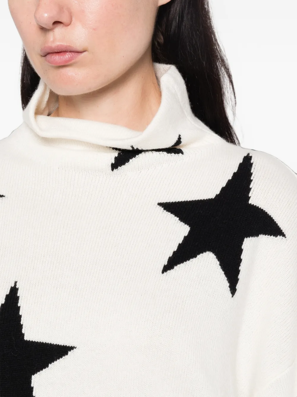 Goldbergh Sera trui met ster-intarsia Wit