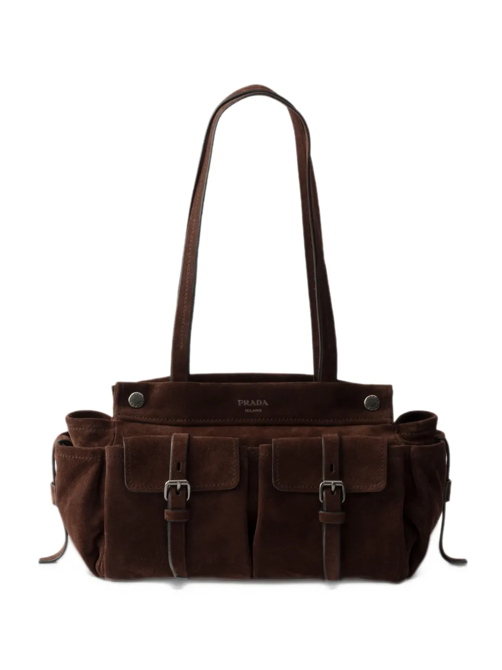 Prada medium suede tote bag - Marrone