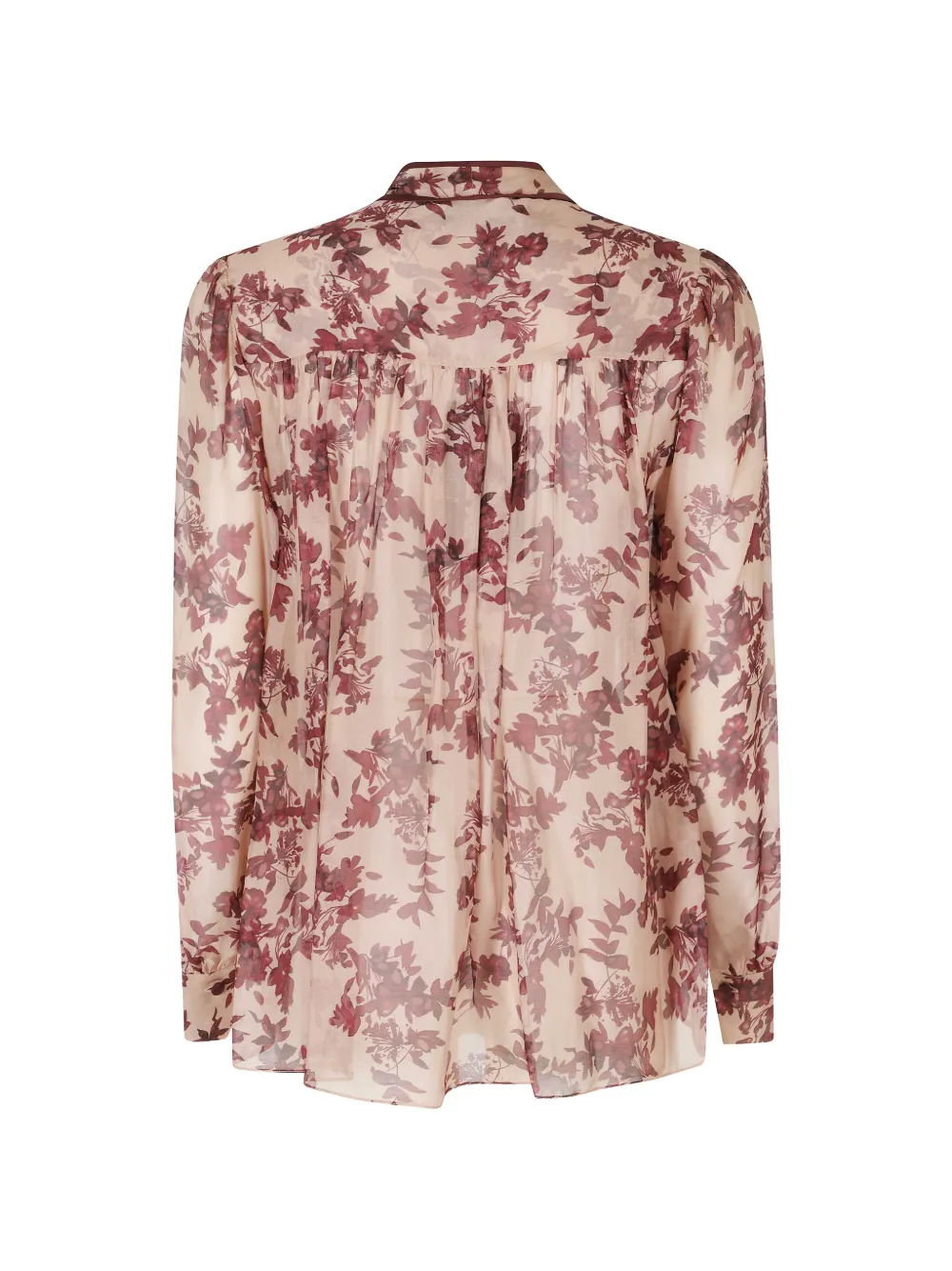 NISSA Top van zijdeblend met bloemen-print Beige