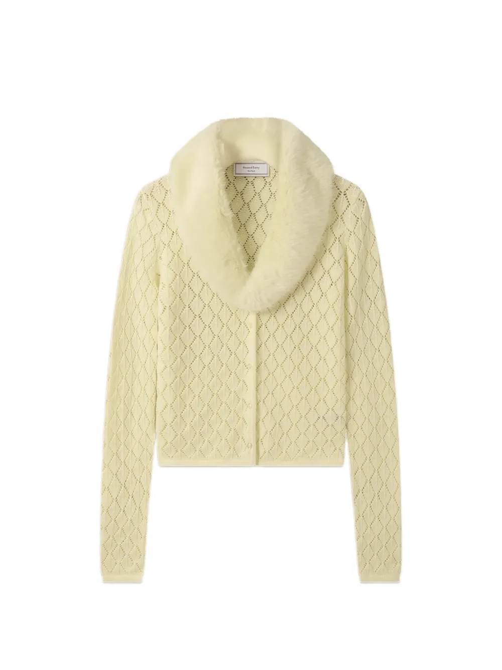 House of Sunny Peggy faux-fur collar cardigan - Yellow