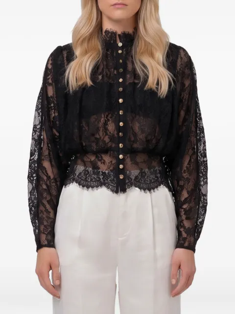 Self-Portrait black lace high neck blouse
