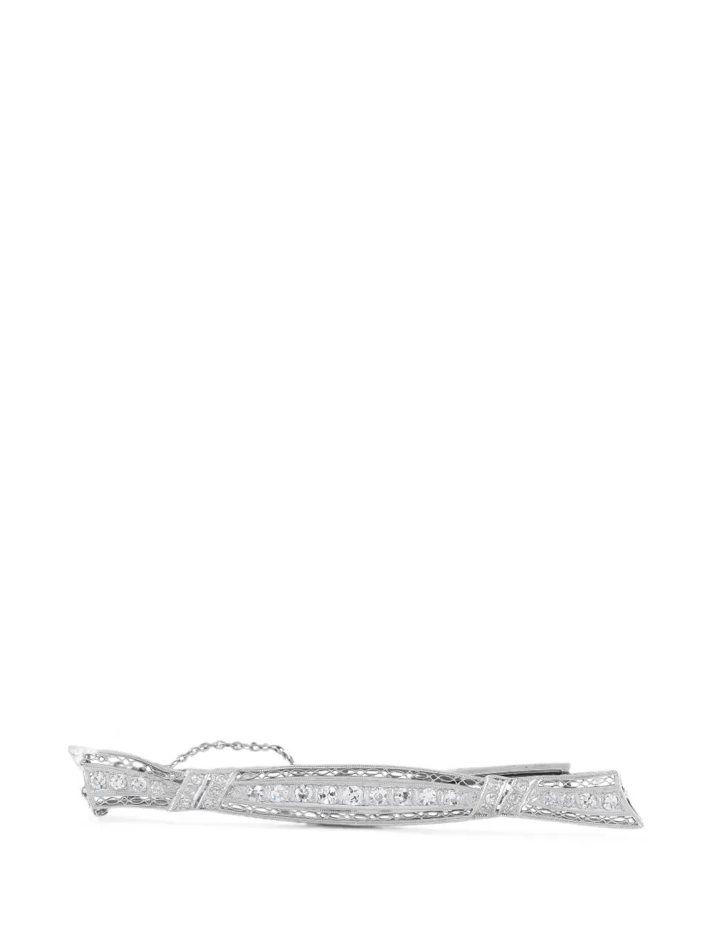 Pre-owned Lb Exclusive Diamond Art Deco Brooch In Silver