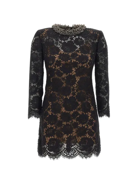 Self-Portrait black lace long-sleeve mini dress
