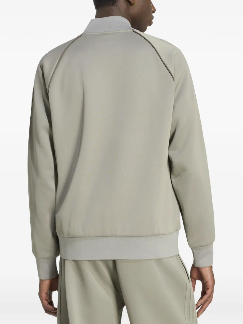 adidas logo-embroidered zip-up sweatshirt Grijs