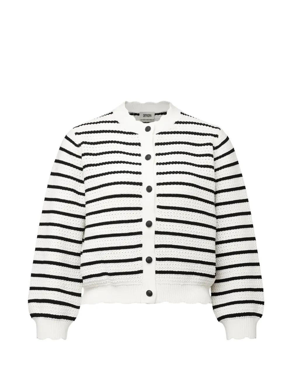 Drykorn Francy Striped Scalloped-edge Cardigan In Multi