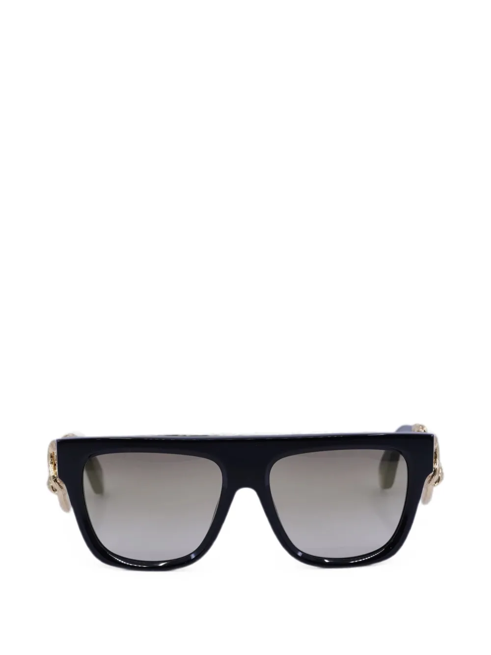Roberto Cavalli Snake-detail Square-frame Sunglasses In Black