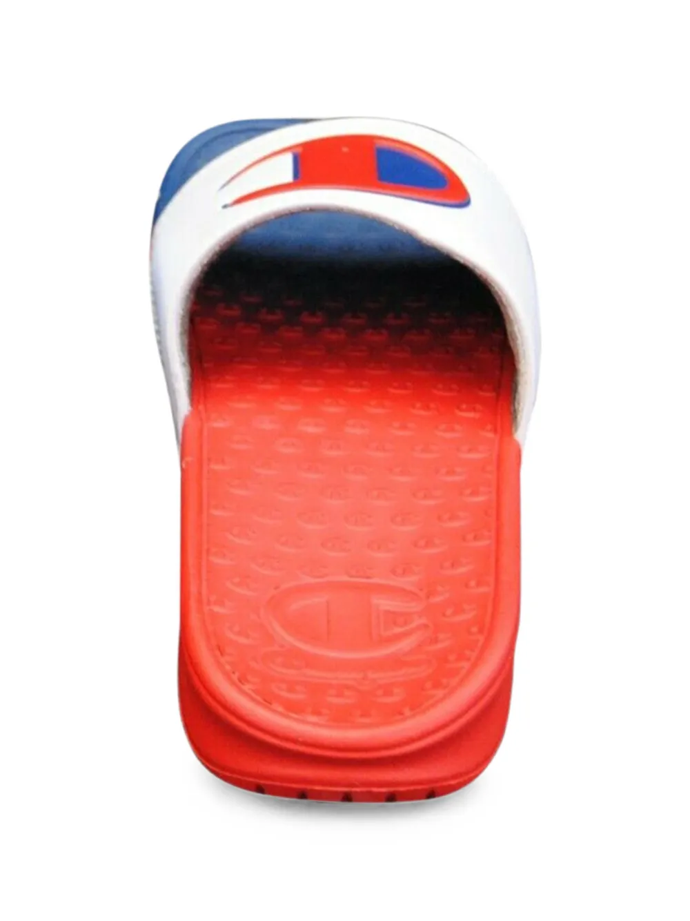 Champion logo-patch colour-block slides Wit