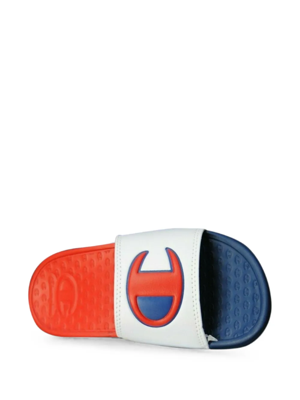 Champion logo-patch colour-block slides Wit