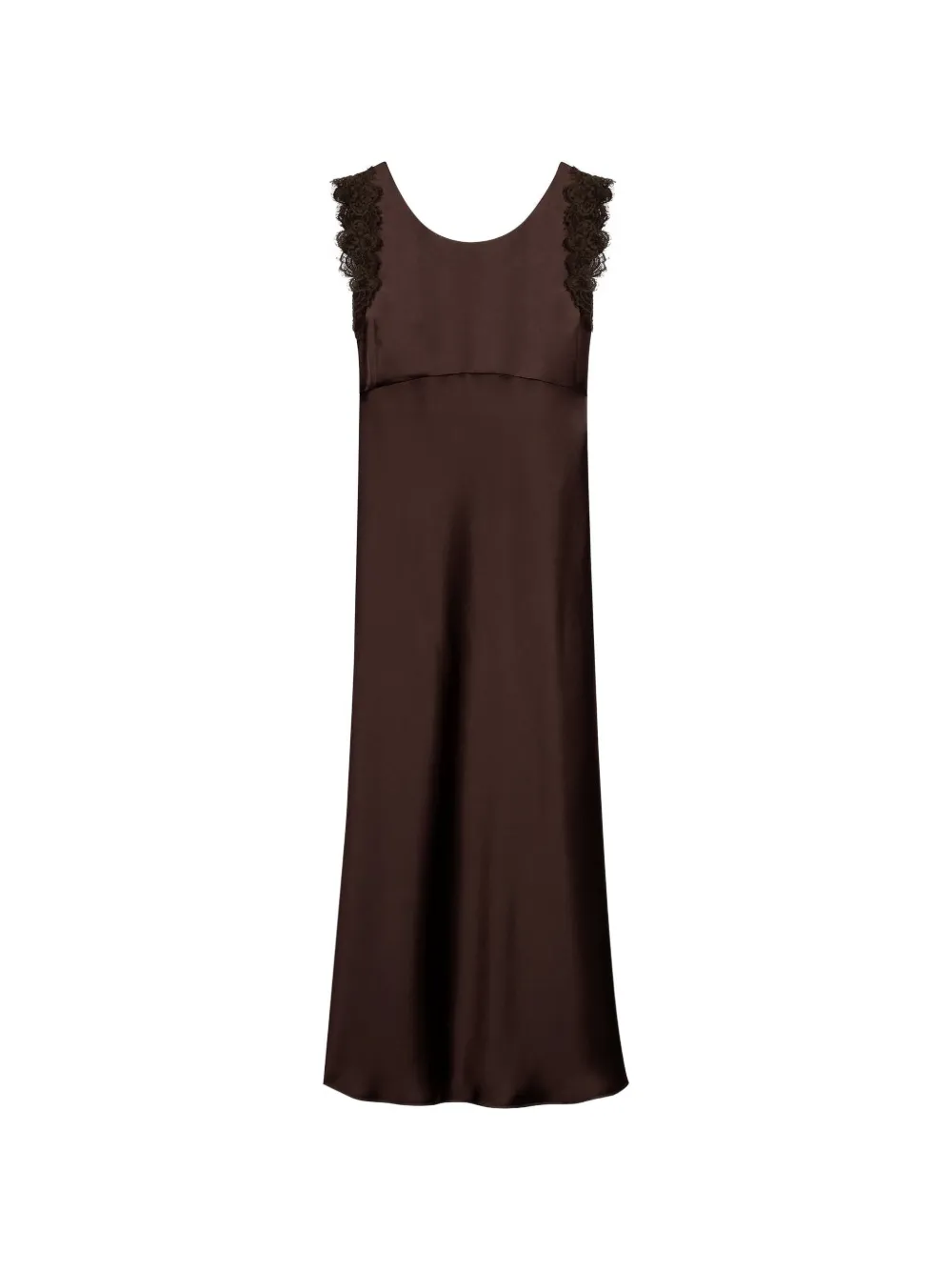 Luisa Cerano Maxi-jurk met kant Bruin
