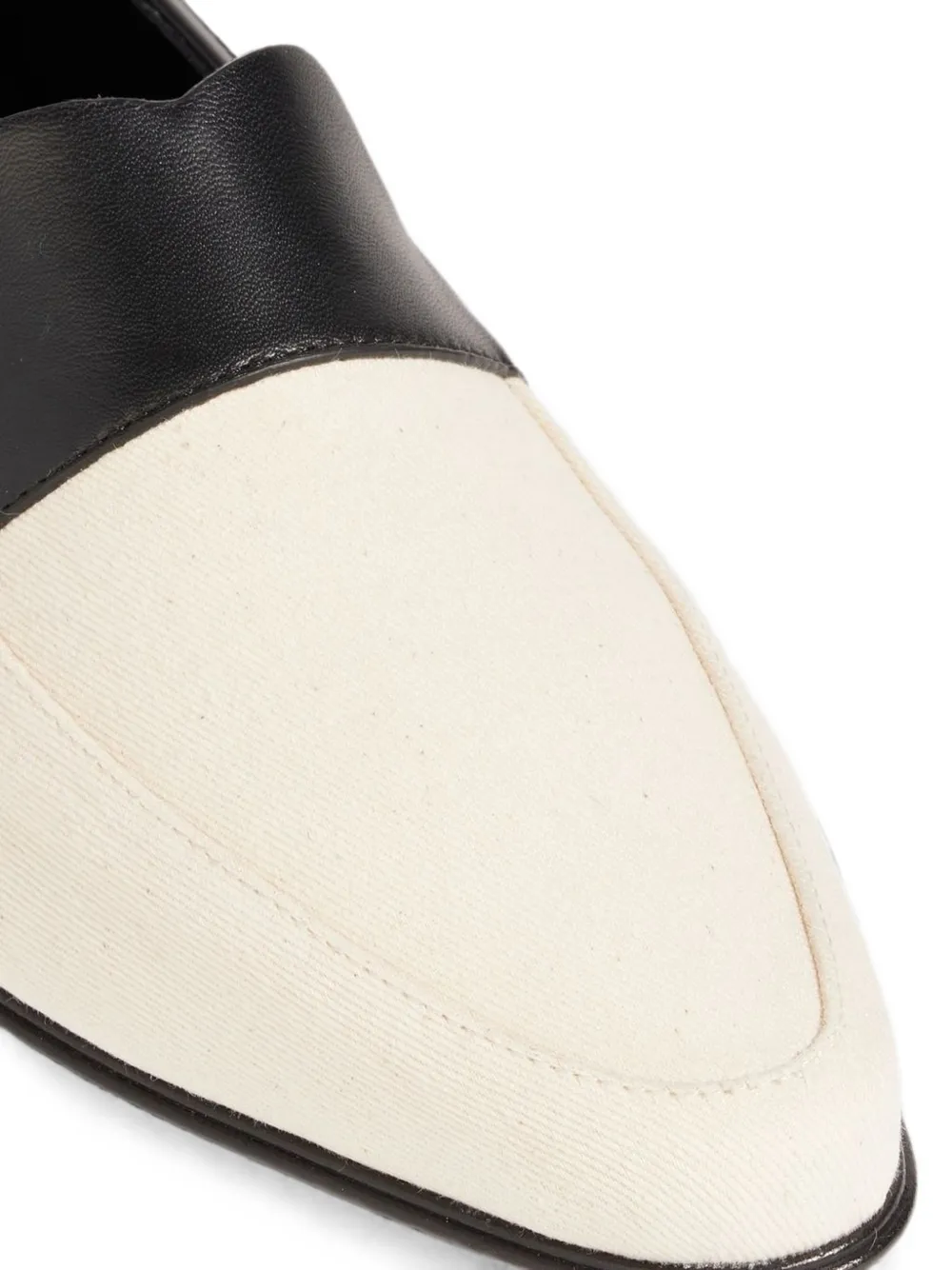 KHAITE leather-trimmed canvas loafers Beige