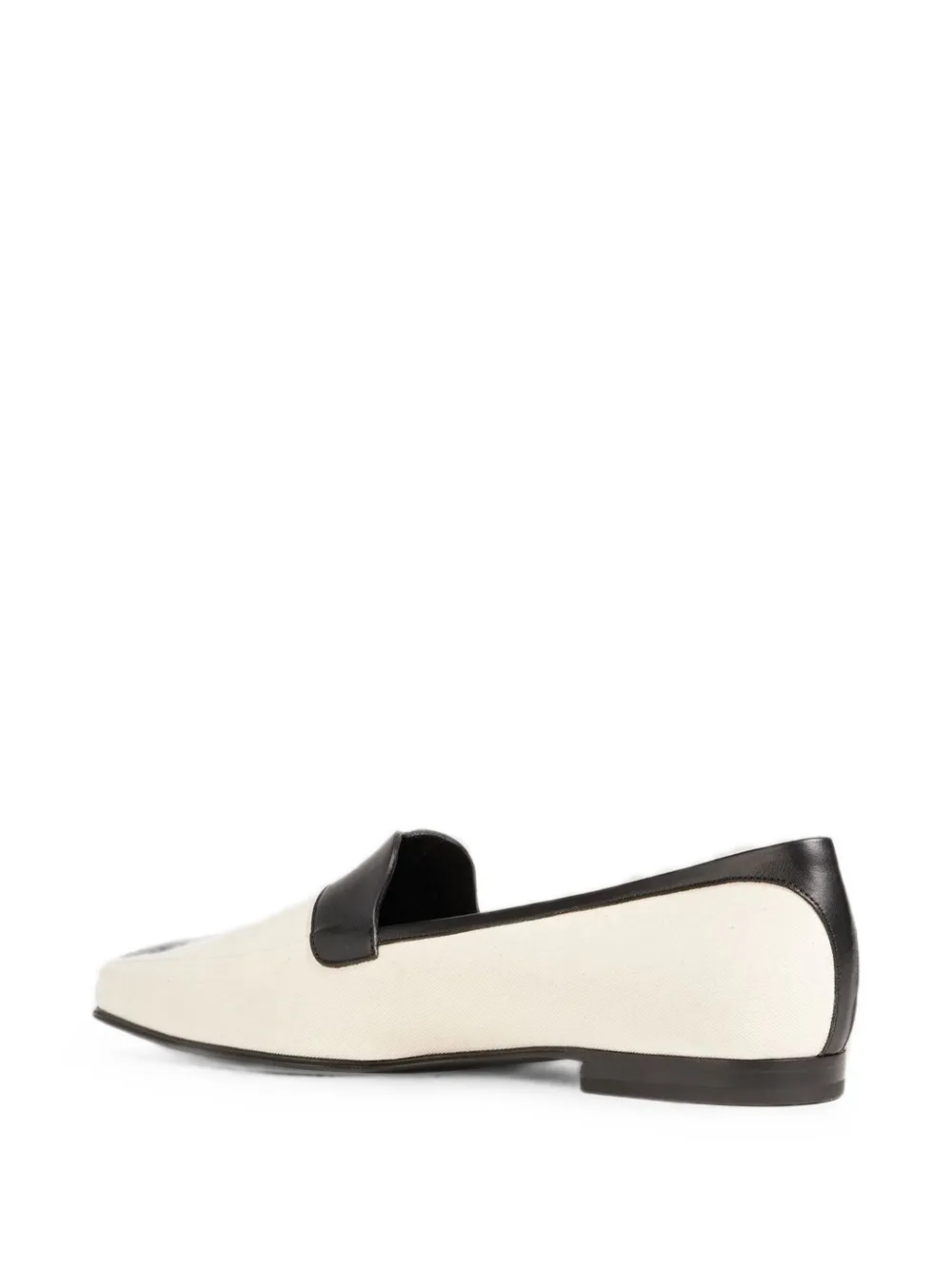 KHAITE leather-trimmed canvas loafers Beige